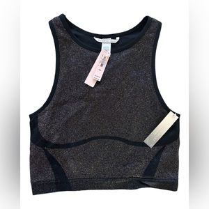 Victoria's Secret Seamless High-Neck Sports Bra Black Gold Sparkle Size …